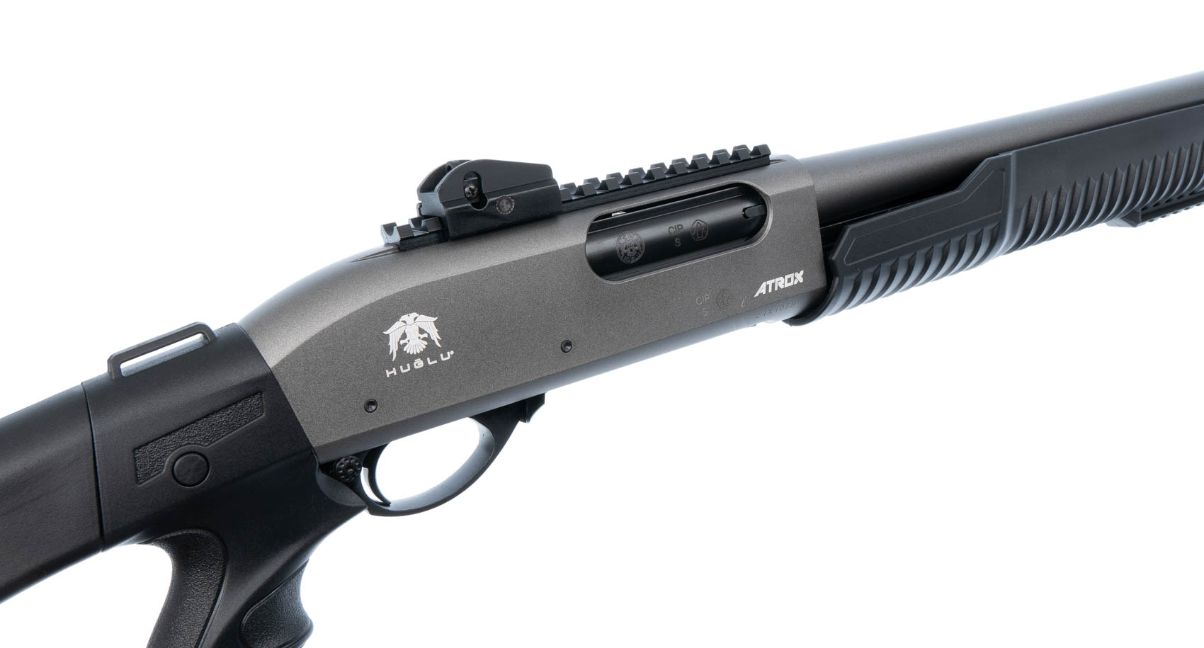 Помповое ружье HUGLU ATROX TACTIC GREY 2, 12х76 гражданское охотничье ...