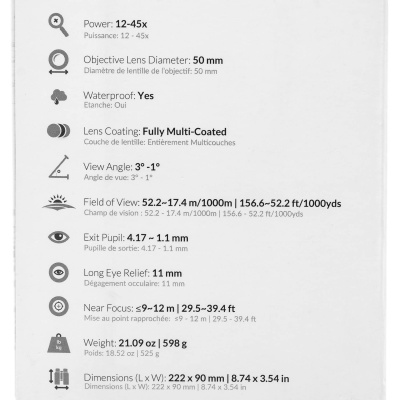 Купить Зрительная труба Vanguard "Vesta 350S" 12-45X50 Waterproof,чехол+штатив
