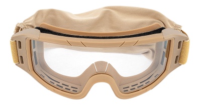 Купить Маска стрелковая защитная бежевая ShotTime Puma прозрачные линзы
