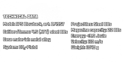 Купить BORNER APS Blowback Black к.4,5мм/.177 пневм. пистолет (до 3Дж)