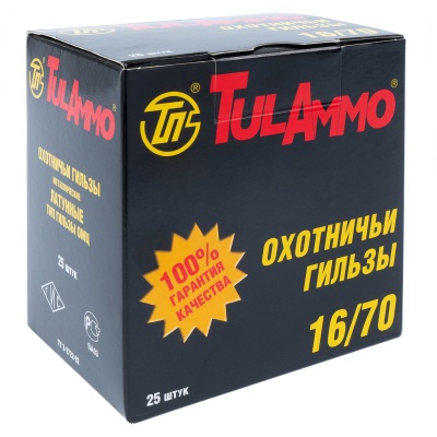 Купить Гильза 16к. "Tulammo" (ТПЗ) латунь, б/к, под капсюль центробой (25шт/уп) *