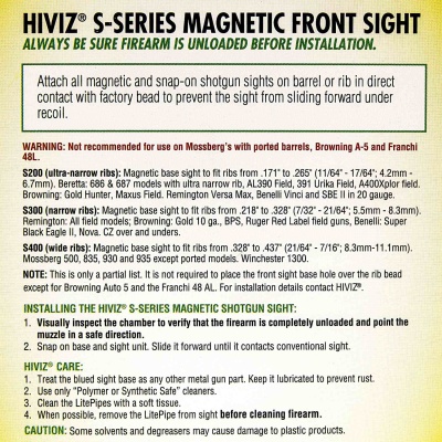 Купить Мушка HiViz Magnetic S200-G на вентилируемые планку (4,2 - 6,7 мм), зеленый