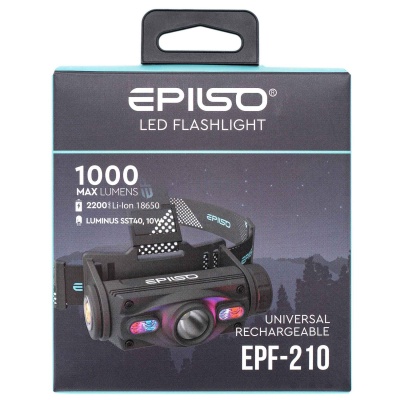 Купить Фонарь EPILSO EPF-210, карманный, Luminus SST40, 10W, 3.7V 2.2Ah, 5В (USB), металл, аккум.18650