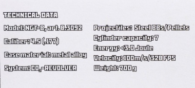 Купить Пневм. пистолет BORNER NGT-B Black к.4,5мм/.177 (до 3Дж)