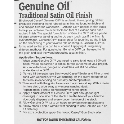 Купить Масло для деревянных частей оружия Birchwood Casey Genuine Oil 90 мл 