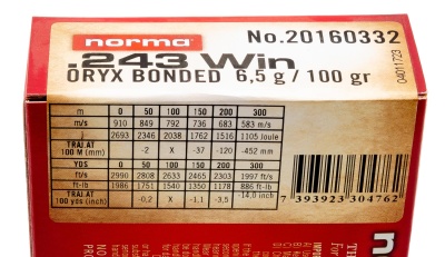 Купить Патроны к .243 Win Norma пуля Oryx 6,5 г