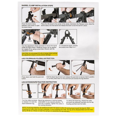 Купить Сошки Leapers на ствол 11-19мм, высота 8,7"-10,2", TL-BP08S-A