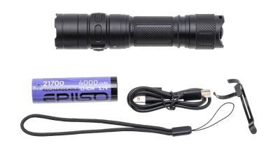 Купить Фонарь EPILSO EPF-230, карманный, CREE XHP50.2 20W, 3.7V 4.0Ah, 5В (USB), металл, аккум.21700