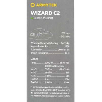 Купить Фонарь Armytek Wizard C2 Magnet USB Белый
