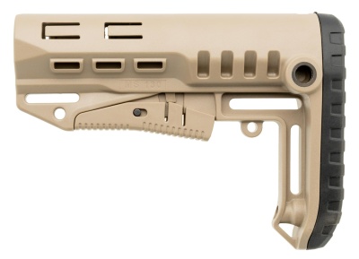 Купить Телескопический приклад DLG Tactical TBS COMPACT на трубку Mil-spec, песок
