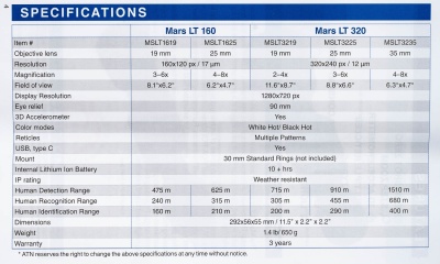 Купить Прицел тепловизионный ATN MARS LT 320, 2-4x,320x240, 12pm, диаметр 19мм, 60Гц