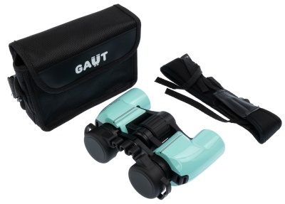 Купить Бинокль GAUT Spica 10х24, Porro-призмы ВАК4, цвет - бирюзовый, 377г