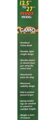 Купить Сошки Caldwell XLA Pivot на антабку, высота 13,5"-27", камуфляж, 445088