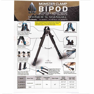 Купить Сошки Leapers на ствол 11-19мм, высота 8,7"-10,2", TL-BP08S-A