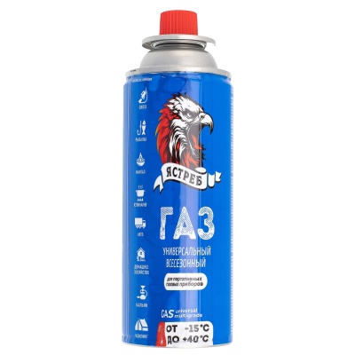 Купить Газовый баллон "ЯСТРЕБ" для портативных газовых приборов, всесезонный 220г. (28шт/уп)
